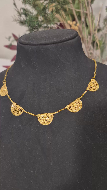 Gold Half Moon Necklace 21KT - FKJNKL21KM12091