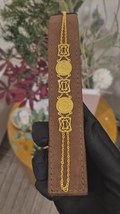 Gold Lira Coin Link Bracelet 21KT - FKJBRL21KM11629