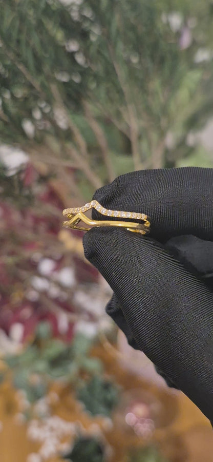 Gold Modern Wave Ring 21KT - FKJRN21KM11191