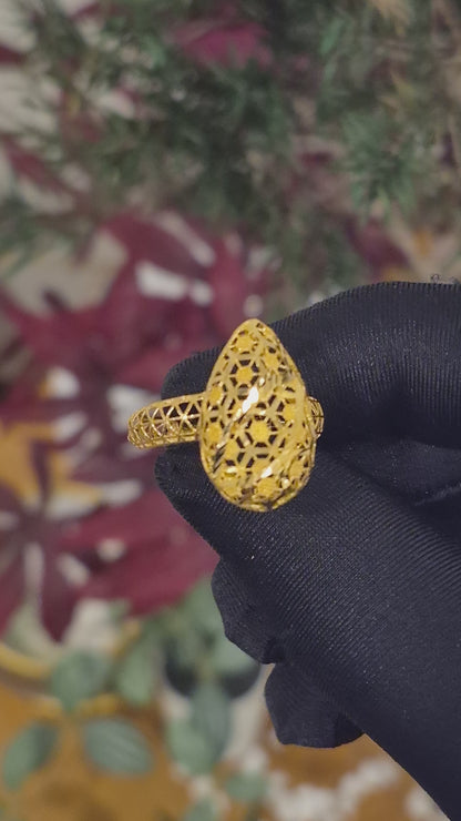 Gold Turkish Design Ring 21KT - FKJRN21KM11695