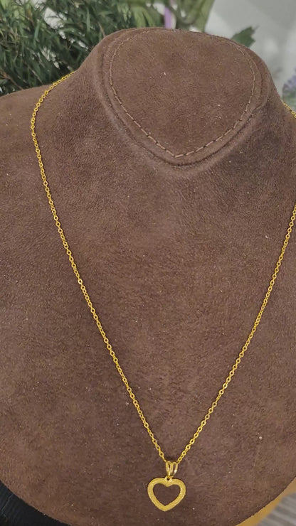 Gold Heart Outline Necklace 21KT - FKJNKL21KM11302