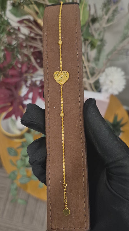 Gold Heart Bracelet 21KT - FKJBRL21KM12161