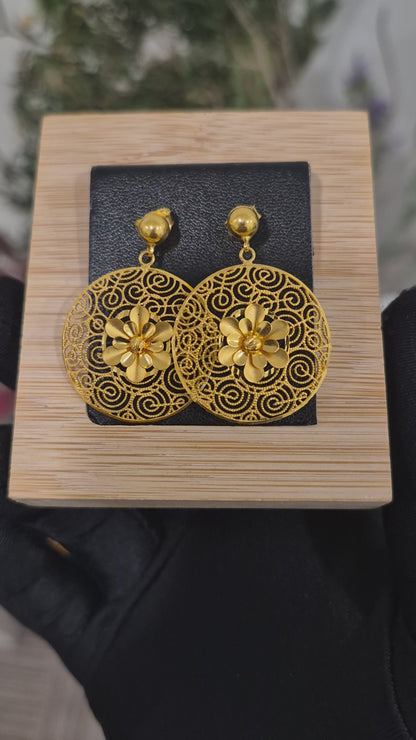 Gold Classic Earrings 21KT - FKJERN21KM12055