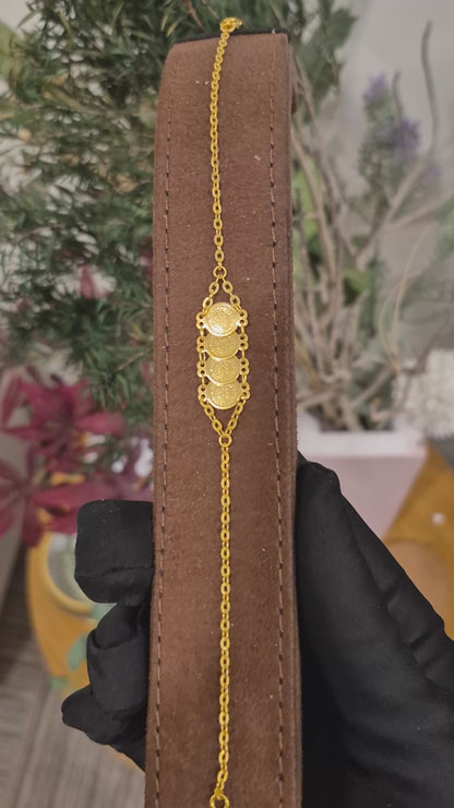 Gold Coin Cluster Bracelet 21KT - FKJBRL21KM11639