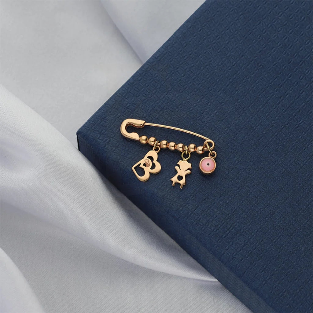 Rose Gold Girl And Hearts Brooch 18Kt - Fkjbrch18K5217 Brooches