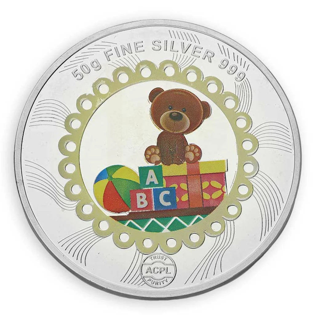 Silver 50 Grams Baby And Teddy Bear Coin In Fine 999 - Fkjconsl3106 Bars