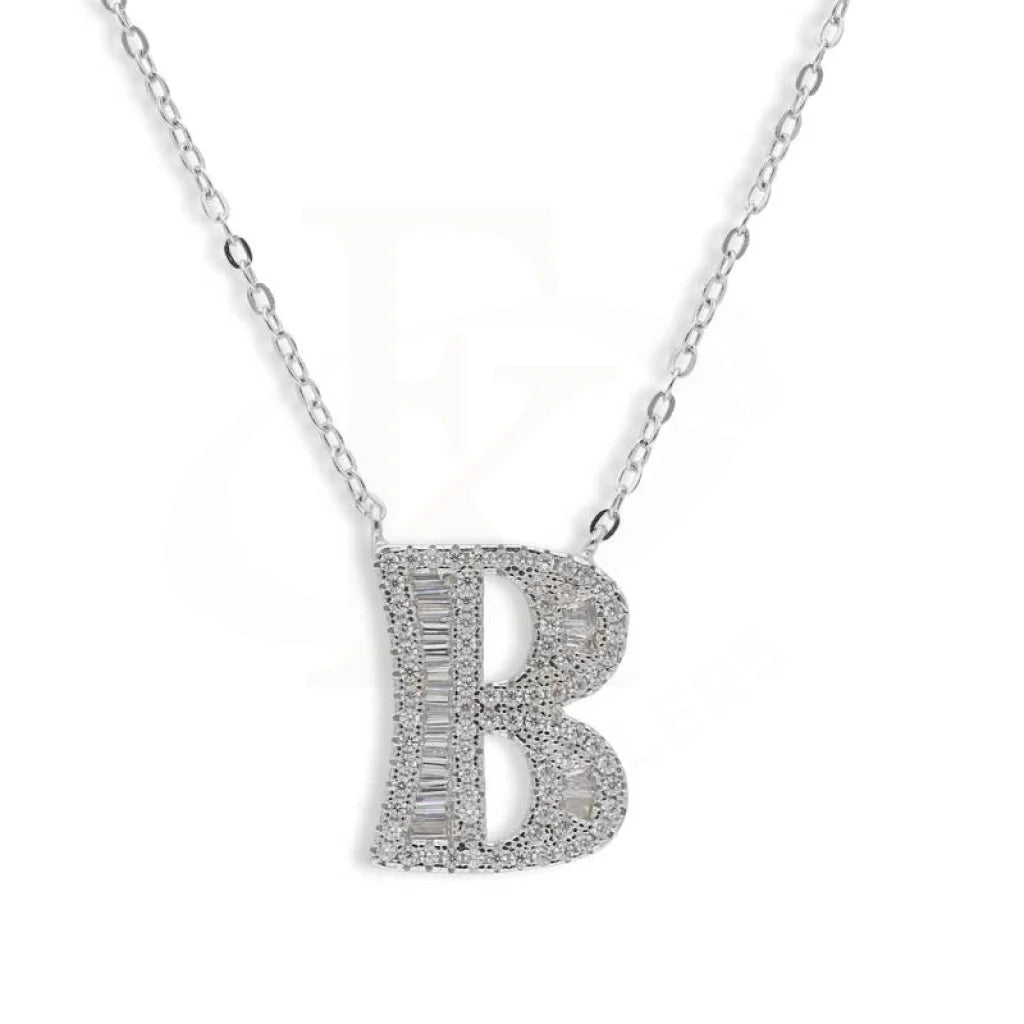 Sterling Silver 925 Alphabet Necklace - Fkjnklsl2946 B / 3.870 Grams Necklaces