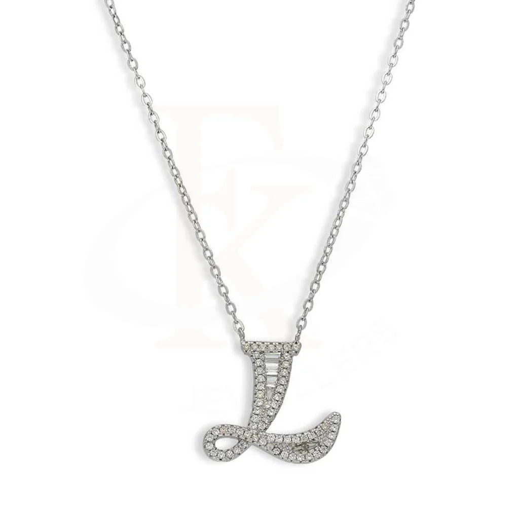 Sterling Silver 925 Alphabet Necklace - Fkjnklsl2946 L / 3.620 Grams Necklaces