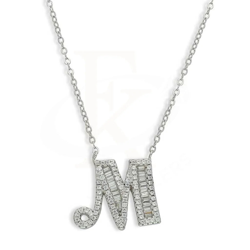 Sterling Silver 925 Alphabet Necklace - Fkjnklsl2946 M / 4.000 Grams Necklaces