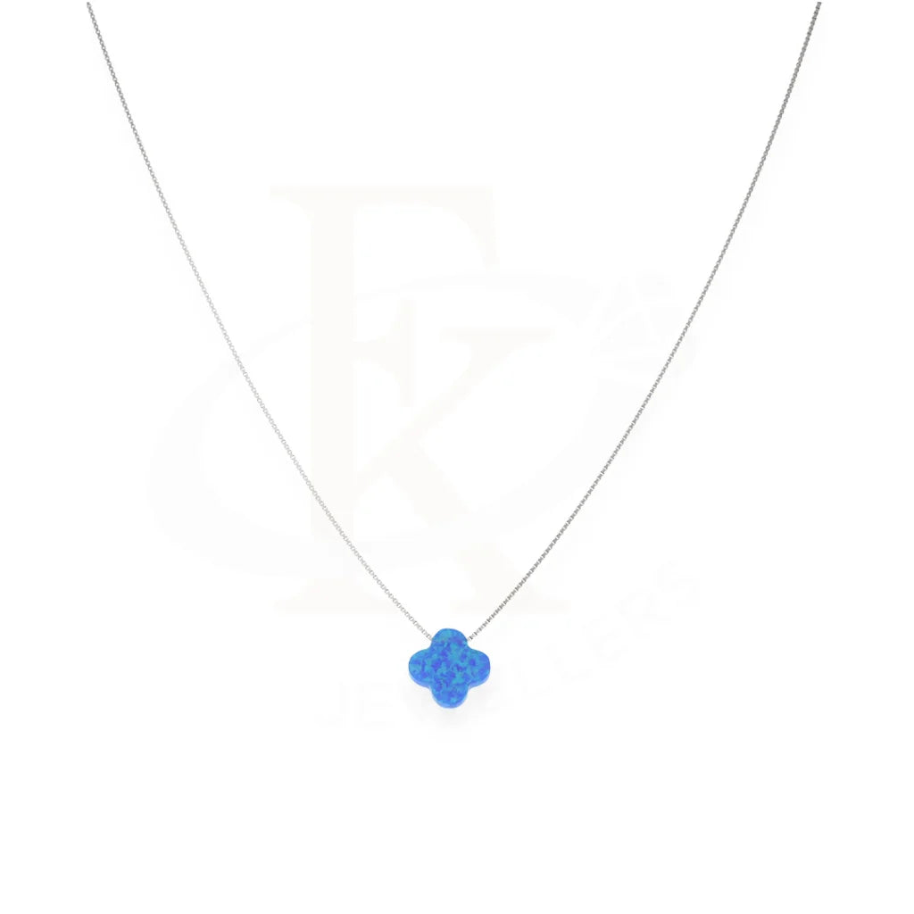 Sterling Silver 925 Blue Opal Flower Shaped Necklace - Fkjnklsl8068 Necklaces