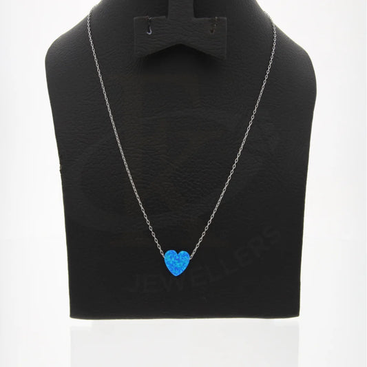 Sterling Silver 925 Blue Opal Heart Necklace - Fkjnklsl8064 Necklaces