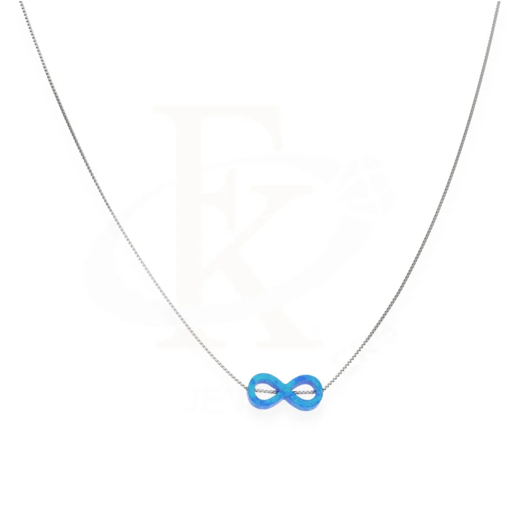 Sterling Silver 925 Blue Opal Infinity Shaped Necklace - Fkjnklsl8065 Necklaces