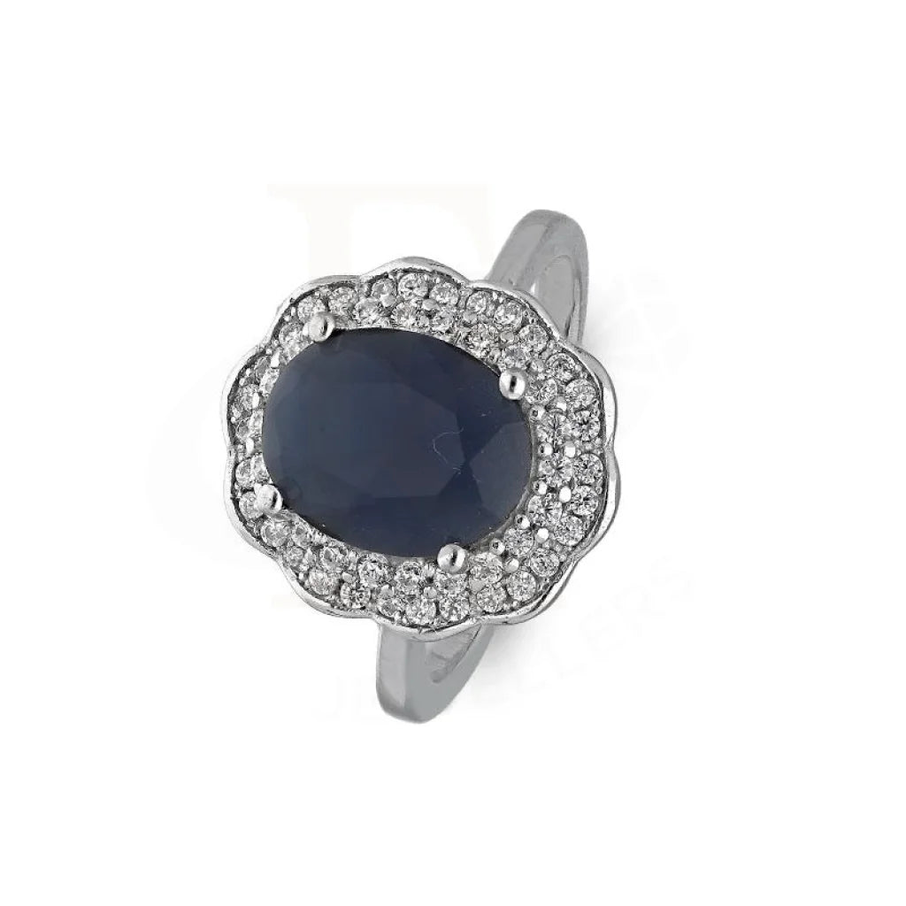 Italian Silver 925 Blue Oval Shaped Solitaire Ring - Fkjrnsl3502 Rings