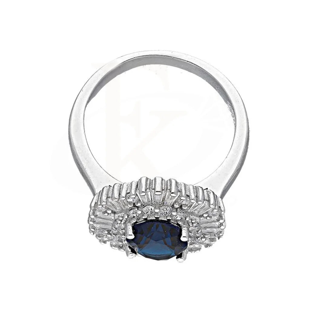 Italian Silver 925 Blue Oval Shaped Solitaire Ring - Fkjrnsl3510 Rings