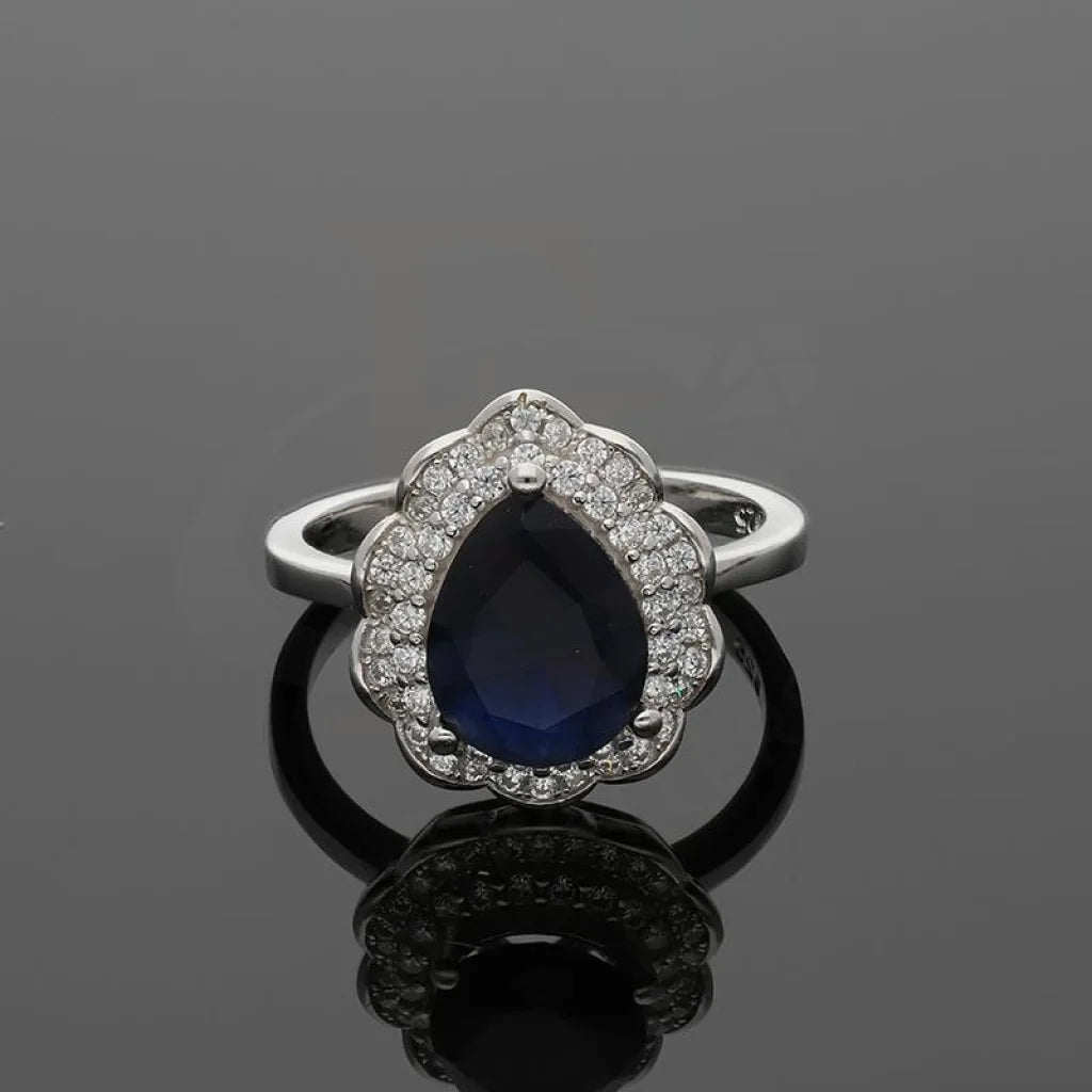 Italian Silver 925 Blue Pear Shaped Solitaire Ring - Fkjrnsl3504 Rings