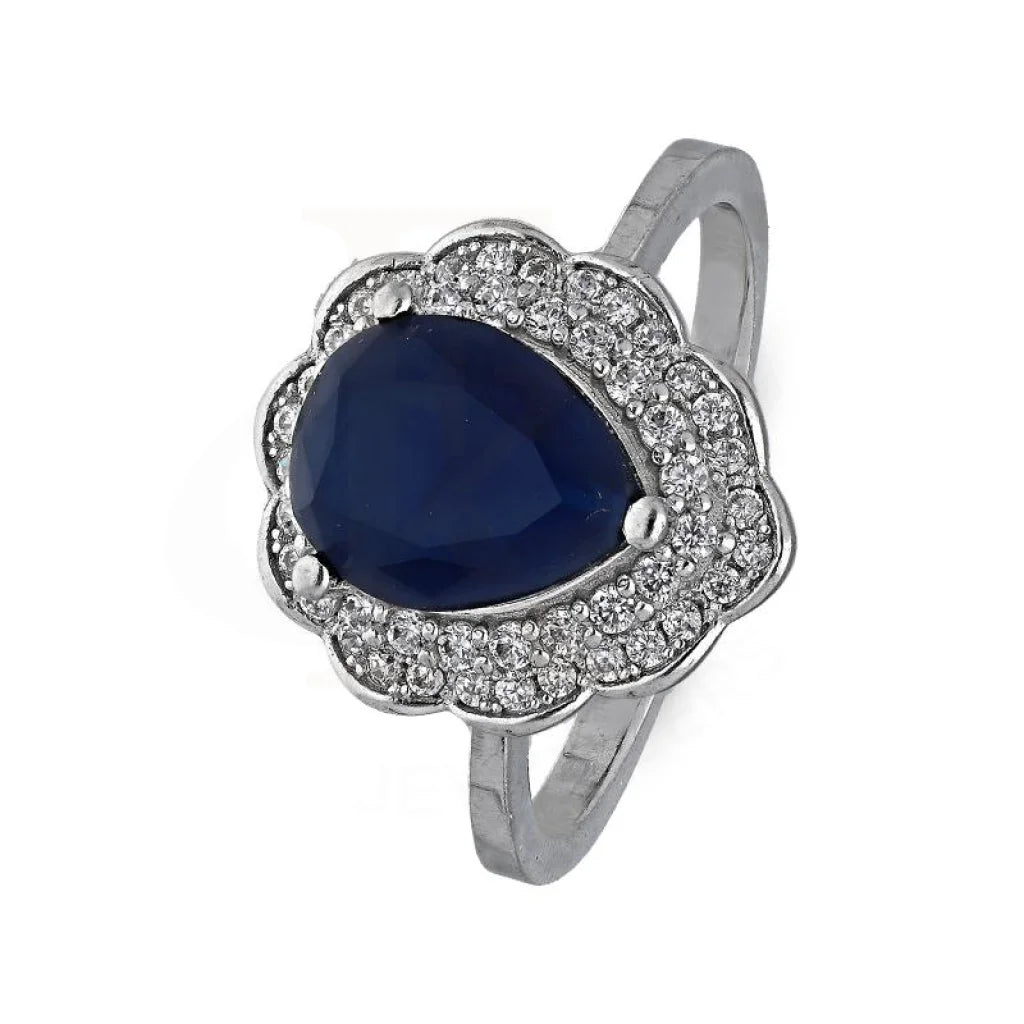 Italian Silver 925 Blue Pear Shaped Solitaire Ring - Fkjrnsl3504 Rings