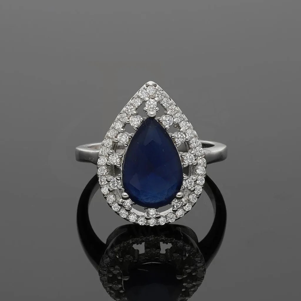 Italian Silver 925 Blue Pear Shaped Solitaire Ring - Fkjrnsl3506 Rings