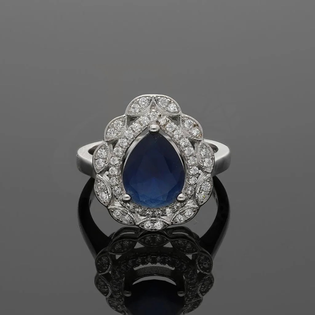 Italian Silver 925 Blue Pear Shaped Solitaire Ring - Fkjrnsl3514 Rings