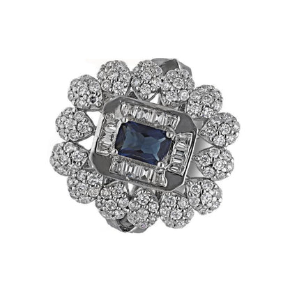 Italian Silver 925 Blue Solitaire Ring - Fkjrnsl3508 Rings