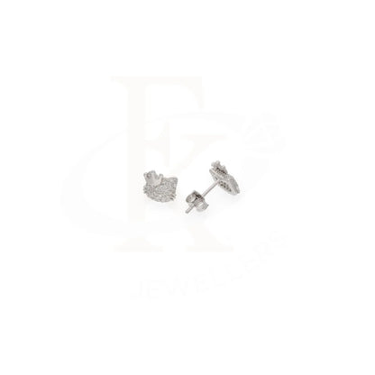 Sterling Silver 925 Cat With Crown Shaped Stud Earrings - Fkjernsl7976