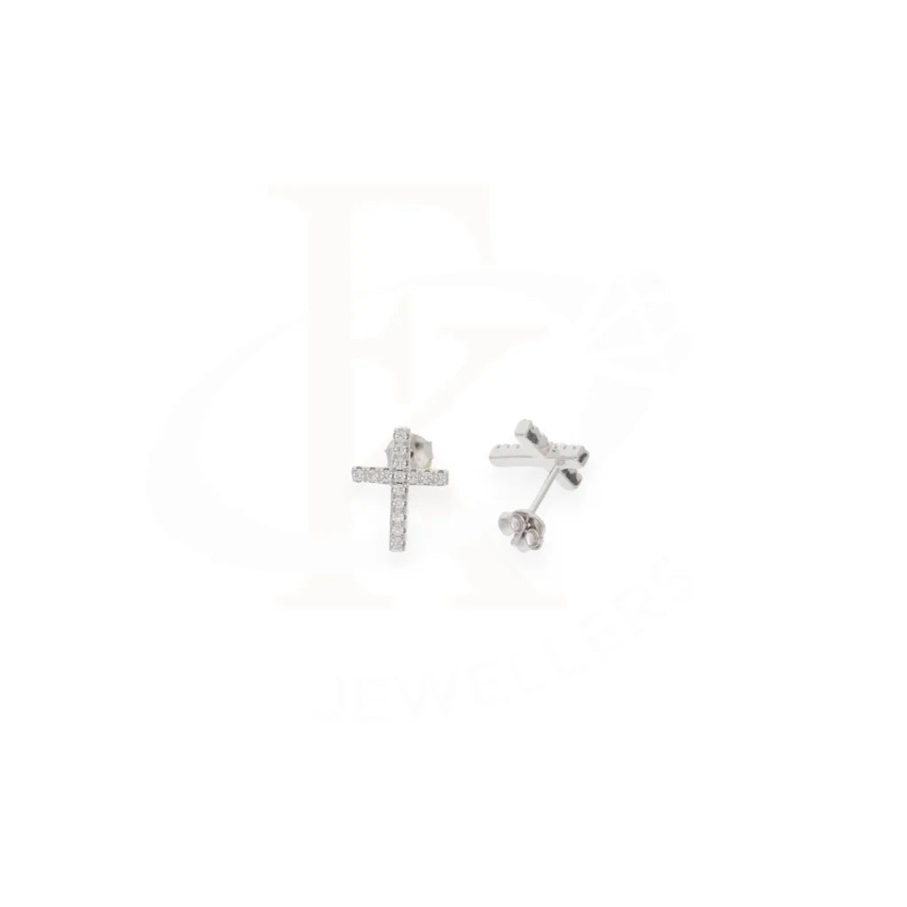 Sterling Silver 925 Cluster Stud Cross Earrings - Fkjernsl7999