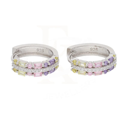 Sterling Silver 925 Colored Zirconium Hoop Earrings - Fkjernsl5879