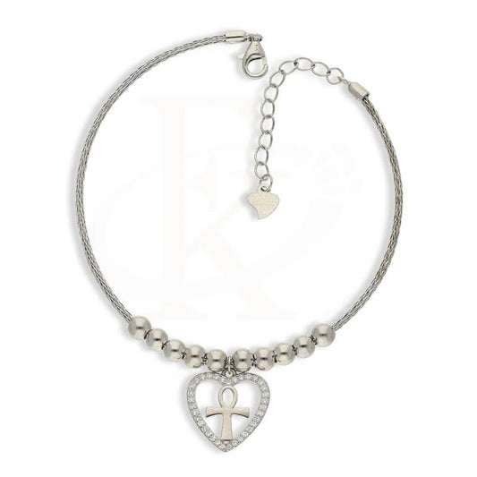 Sterling Silver 925 Cross In Heart Beads Bracelet - Fkjbrlsl2369 Bracelets