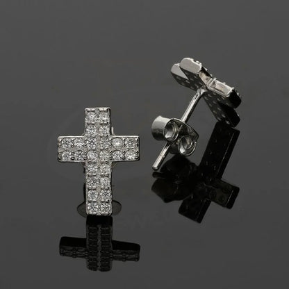 Sterling Silver 925 Cross Stud Earrings - Fkjernsl2943