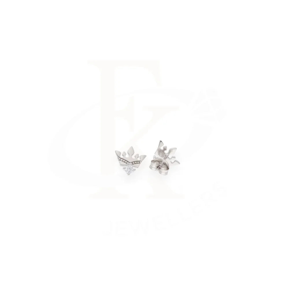 Sterling Silver 925 Crown Shaped Earrings - Fkjernsl8031