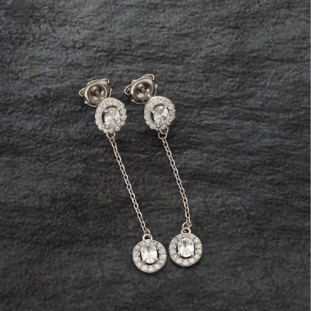 Sterling Silver 925 Crystal Rhinestone Earrings - Fkjernsl5873