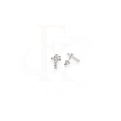 Sterling Silver 925 Cubic Zirconia Cross Stud Earrings - Fkjernsl8004