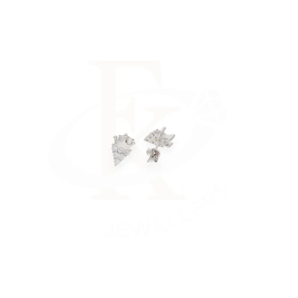 Sterling Silver 925 Cubic Zirconia Crown Shaped Earrings - Fkjernsl8005