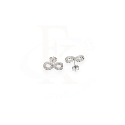 Sterling Silver 925 Cubic Zirconia Infinity Shaped Earrings - Fkjernsl8007