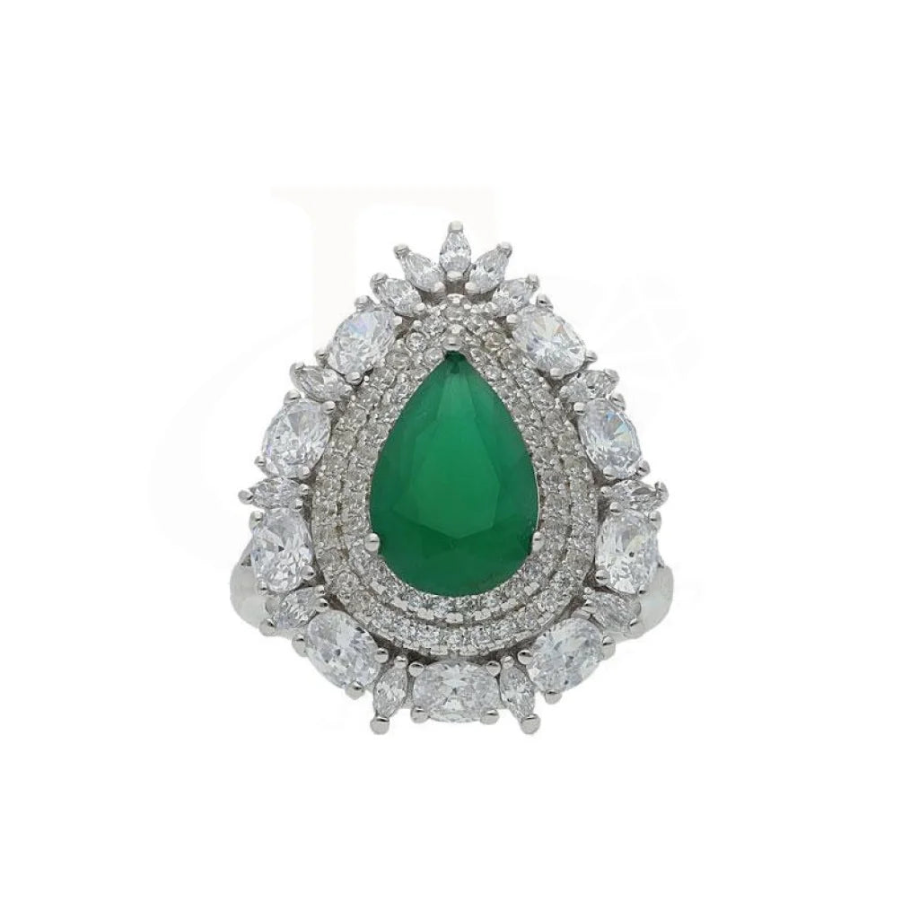 Italian Silver 925 Emerald Pear Pendant Set (Necklace Earrings And Ring) - Fkjnklst1918 Sets