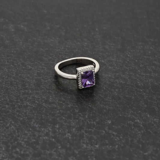 Sterling Silver 925 Faceted Purple Topaz Mens Solitaire Ring - Fkjrnsl8263 Rings