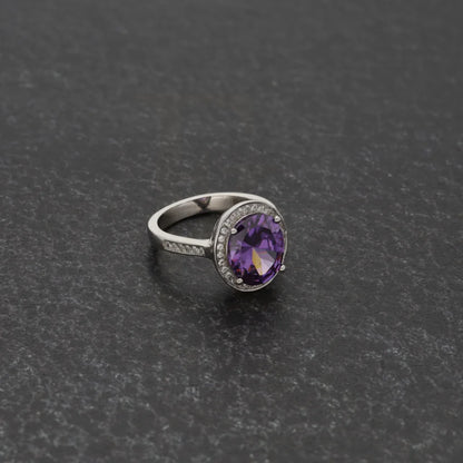 Sterling Silver 925 Faceted Purple Topaz Mens Solitaire Ring - Fkjrnsl8264 Rings