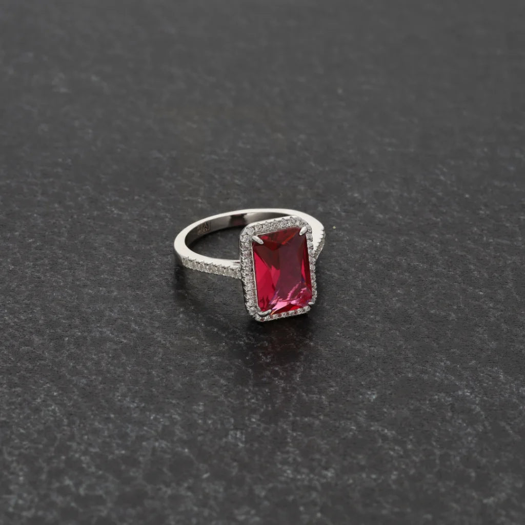 Sterling Silver 925 Faceted Red Topaz Mens Solitaire Ring - Fkjrnsl8275 Rings