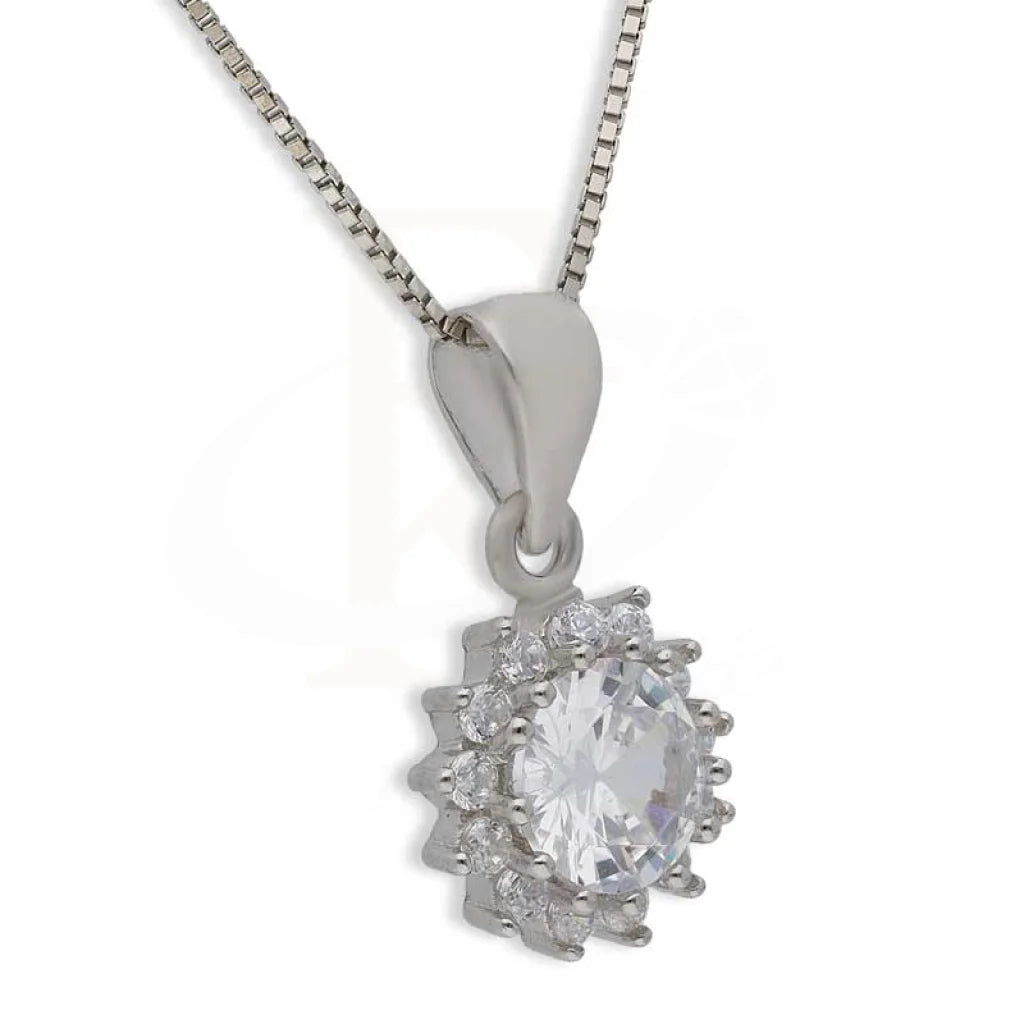 Sterling Silver 925 Flower Pendant Set (Necklace Earrings And Ring) - Fkjnklstsl2364 Sets