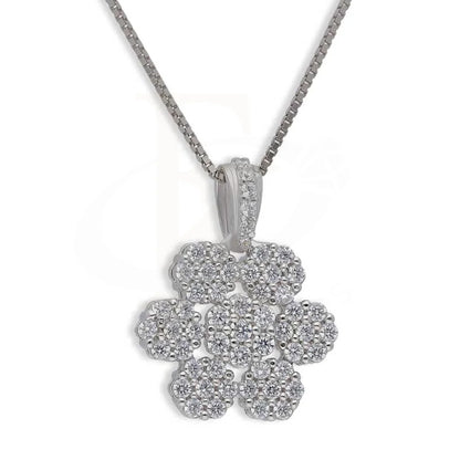 Sterling Silver 925 Flower Pendant Set (Necklace Earrings And Ring) - Fkjnklstsl2366 Sets
