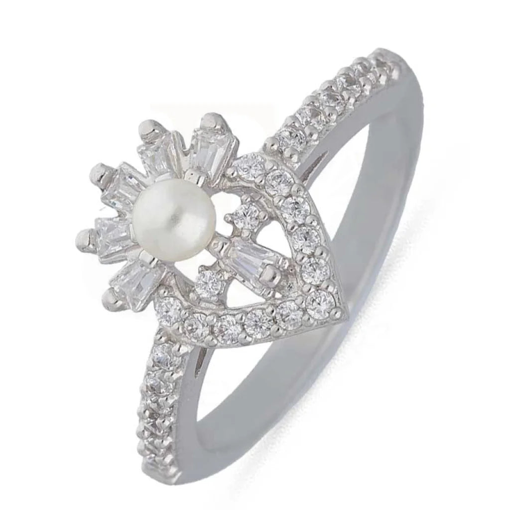 Sterling Silver 925 Flower Shaped Pearl Ring - Fkjrnsl3532 Rings