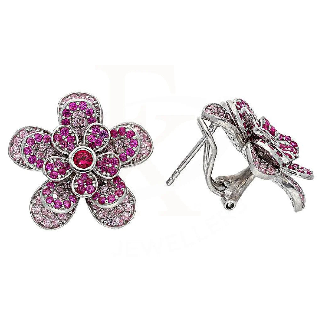 Italian Silver 925 Flower Shaped Pendant Set (Necklace Earrings And Ring) - Fkjnklstsl2108 Sets
