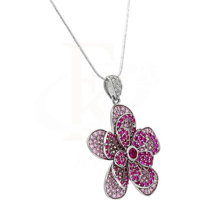 Italian Silver 925 Flower Shaped Pendant Set (Necklace Earrings And Ring) - Fkjnklstsl2108 Sets