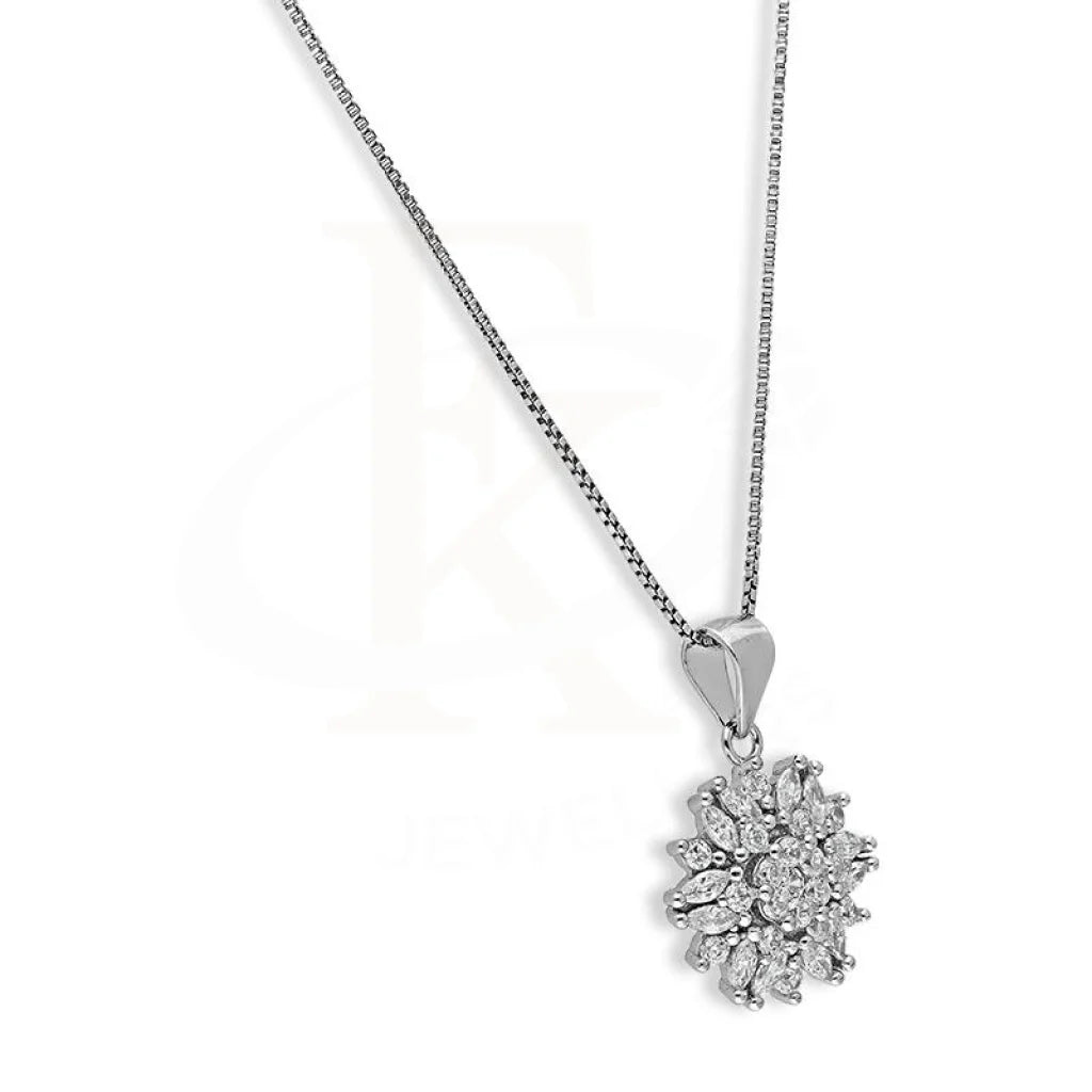 Italian Silver 925 Flower Shaped Pendant Set (Necklace Earrings And Ring) - Fkjnklstsl2277 Sets