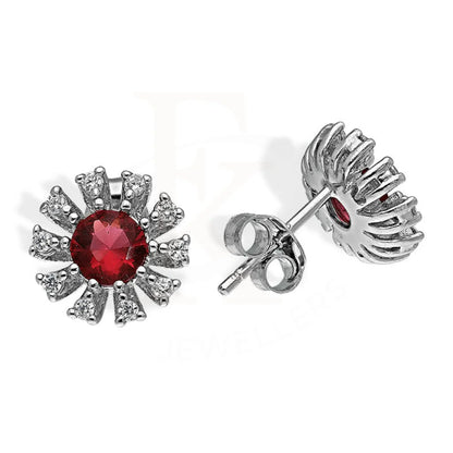 Italian Silver 925 Flower Shaped Stud Earrings - Fkjernsl2538