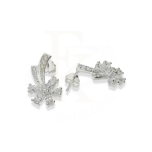 Sterling Silver 925 Flower Shaped Stud Earrings - Fkjernsl2986