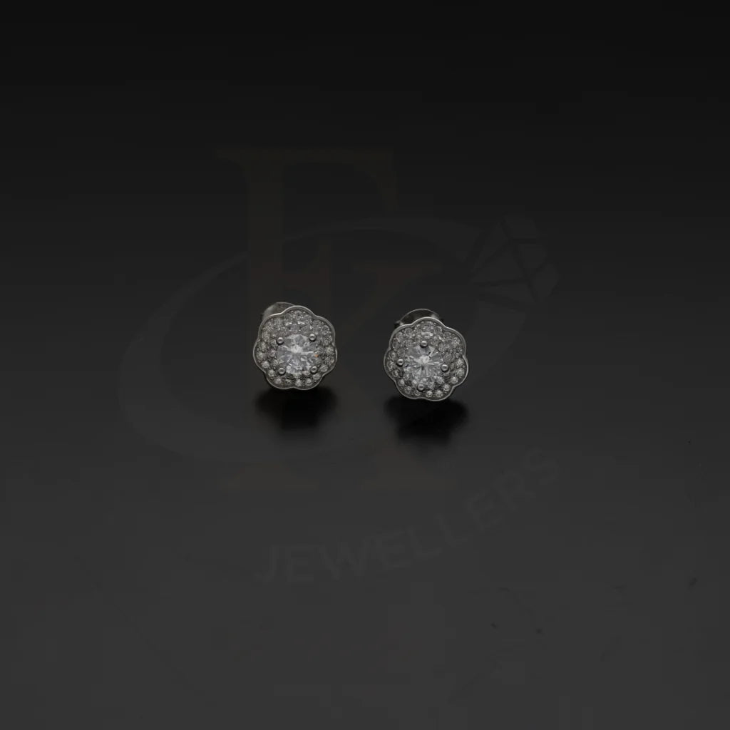 Sterling Silver 925 Flower Shaped Stud Earrings - Fkjernsl7975