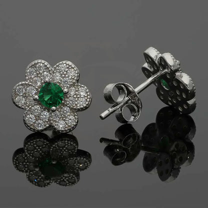 Italian Silver 925 Flower Stud Earrings - Fkjernsl2667