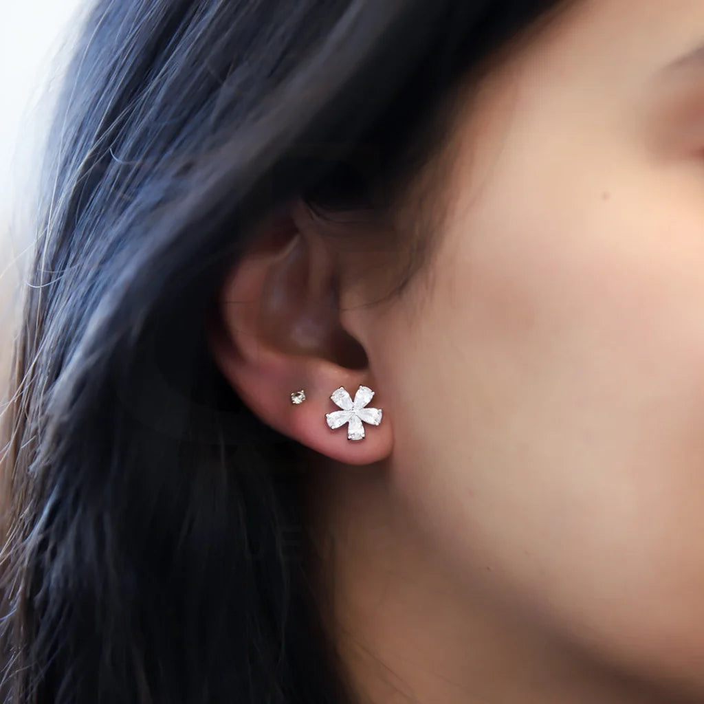 Sterling Silver 925 Flower Stud Earrings - Fkjernsl7970