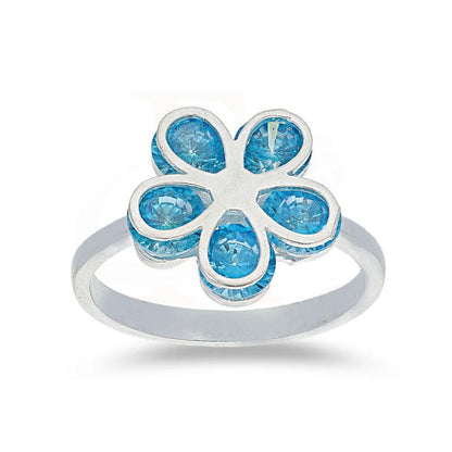 Italian Silver 925 Flower With Aquamarine Style Stones Ring - Fkjrnsl2124 Rings