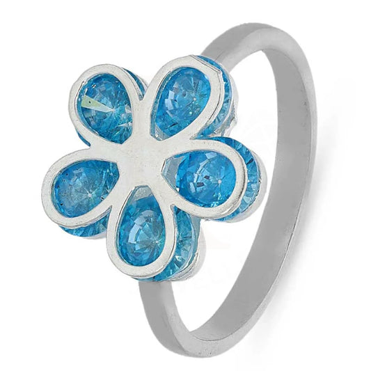 Italian Silver 925 Flower With Aquamarine Style Stones Ring - Fkjrnsl2124 Rings